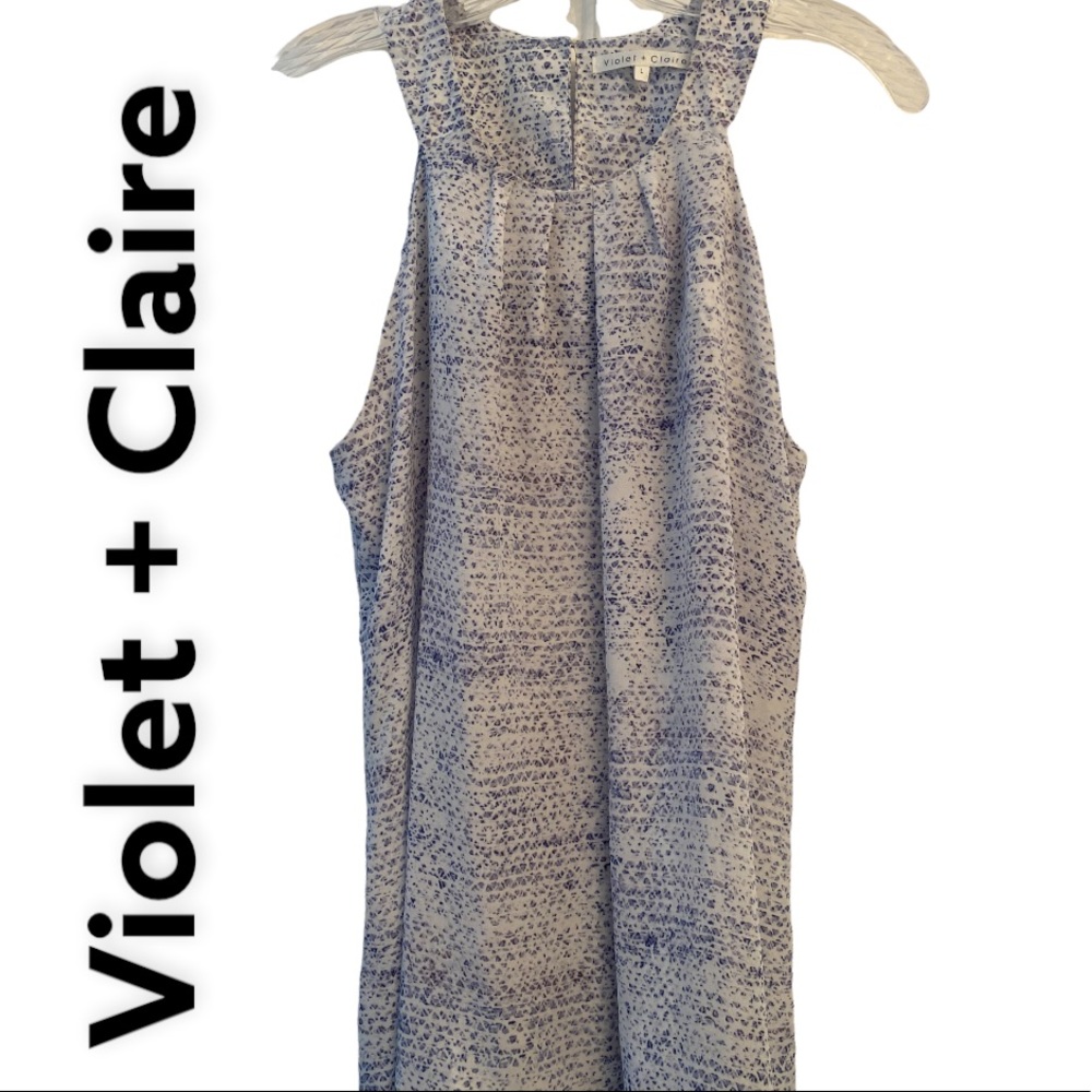 Violet + Claire Anthropologie Light Blue Print Sleeveless Blouse L